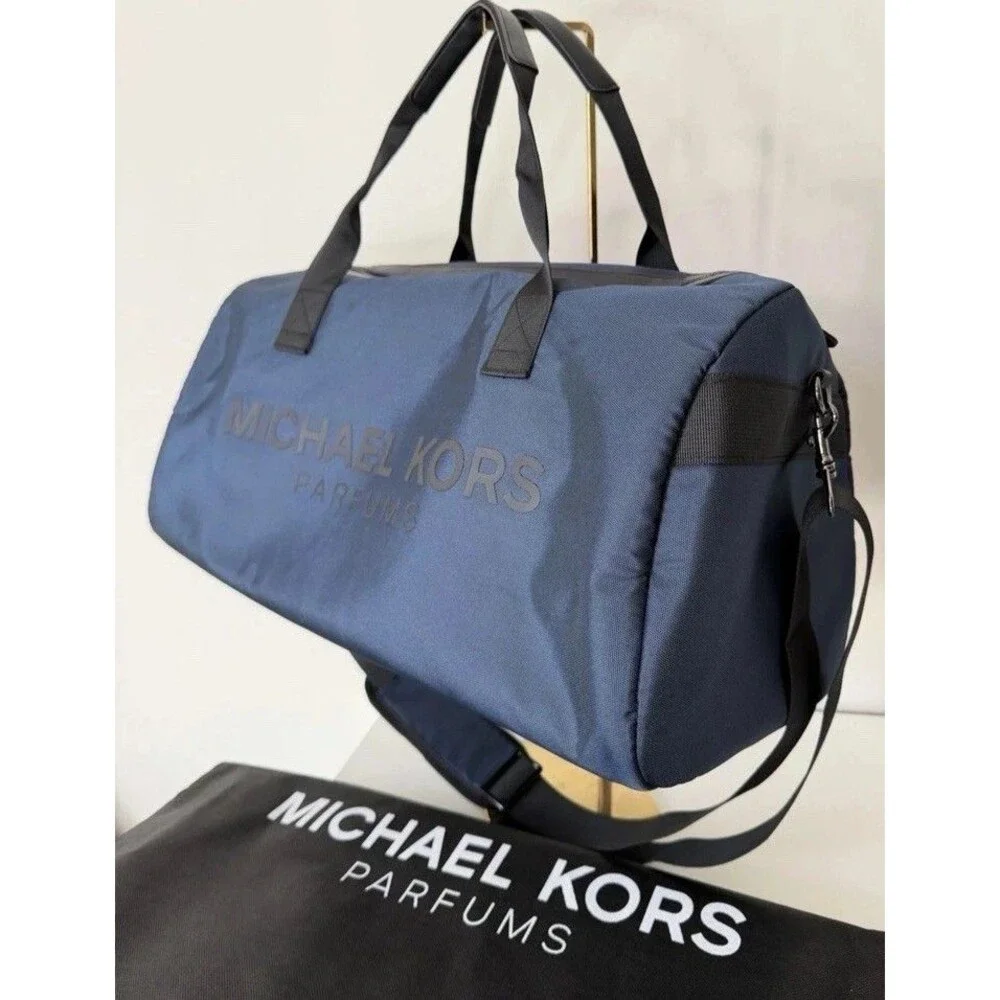 Michael Kors Parfums Duffle Dark Blue Overnight Shoulder Gym Weekender Bag
